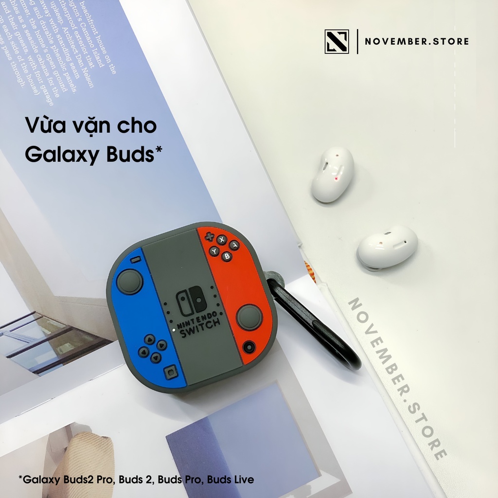 Ốp case cho Galaxy Buds2 Pro / Buds 2 / Buds FE / Buds Pro / Buds Live hình Nintendo - Tặng móc treo
