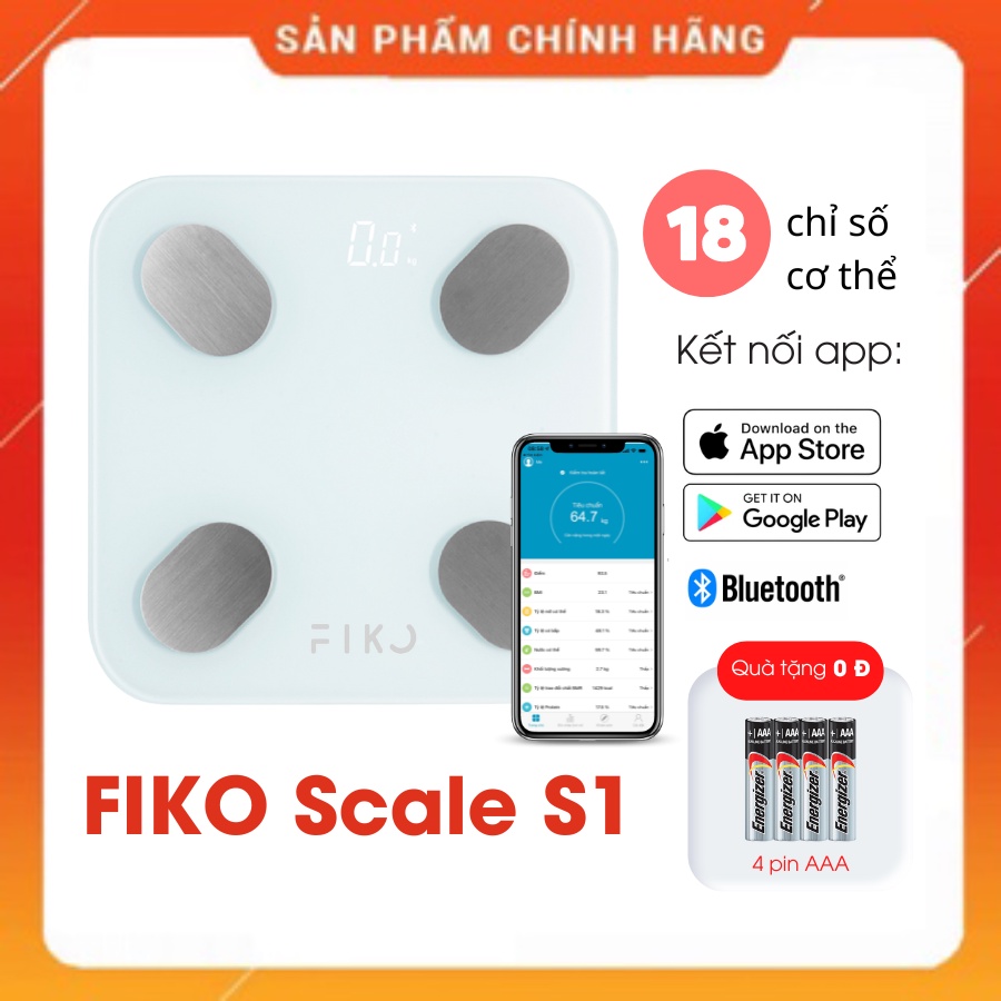 Cân Sức Khỏe Điện Tử Thông Minh 18 Chỉ Số FIKO Scale S1