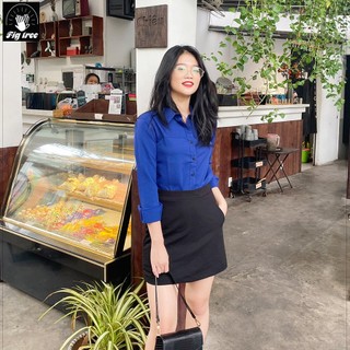 ÁO sơ mi nữ FIG TREE  MÀU XANH COBAN