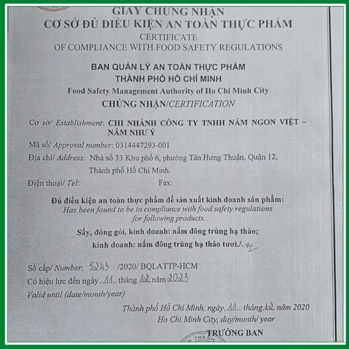 Nấm Mối Đen Sấy Thăng Hoa, Nấm mối đen sấy khô chuẩn Vietgap