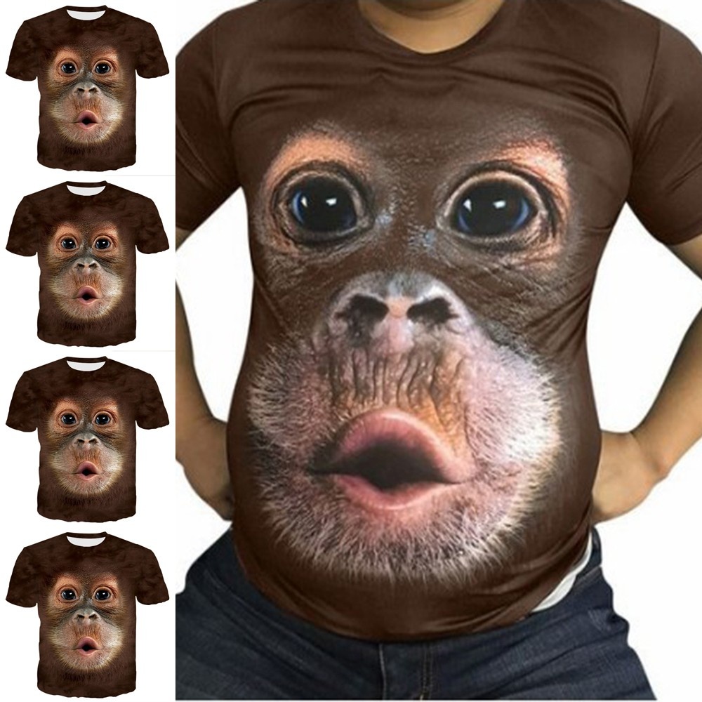 Áo Thun Tay Ngắn In Hình Khỉ Gorilla 3D