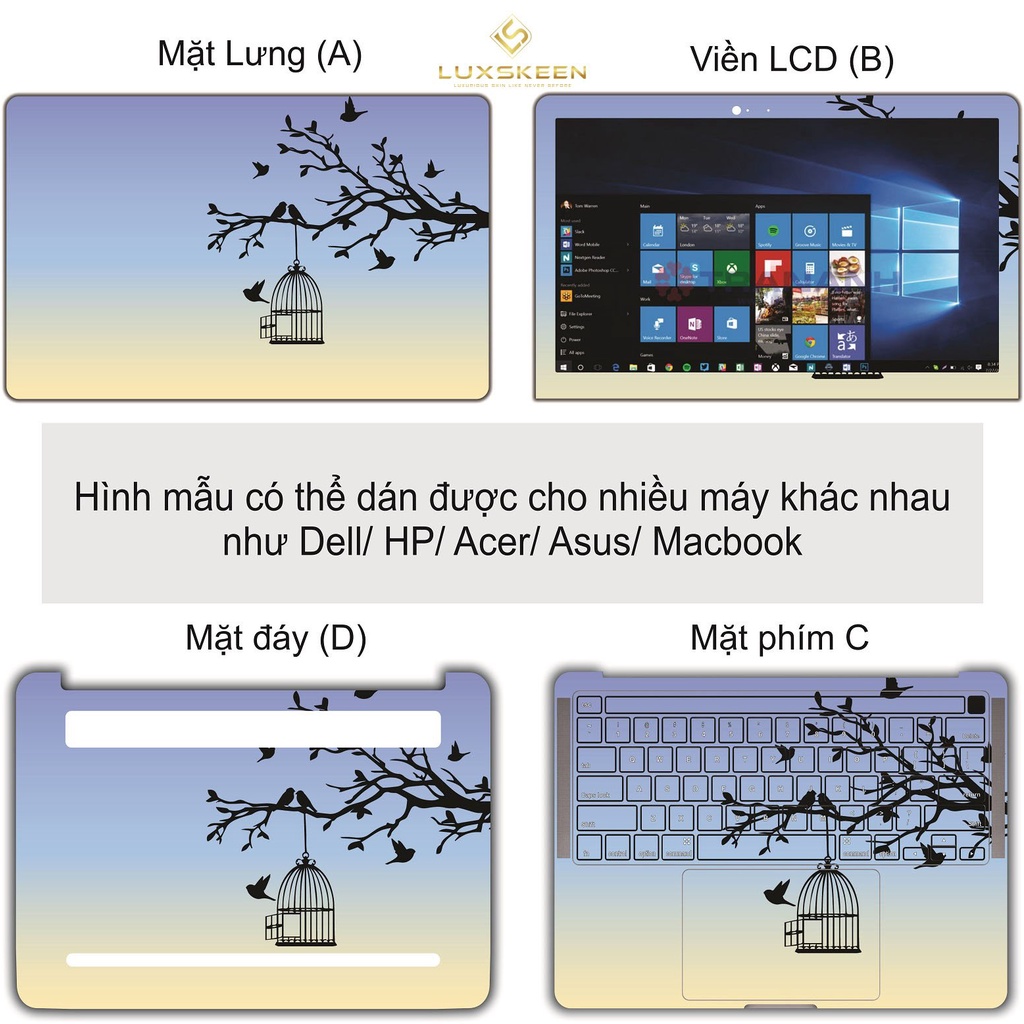 Miếng Dán Skin Laptop  - Decal Dán Máy Tính Thiết Kế Cho Mọi Dòng Model