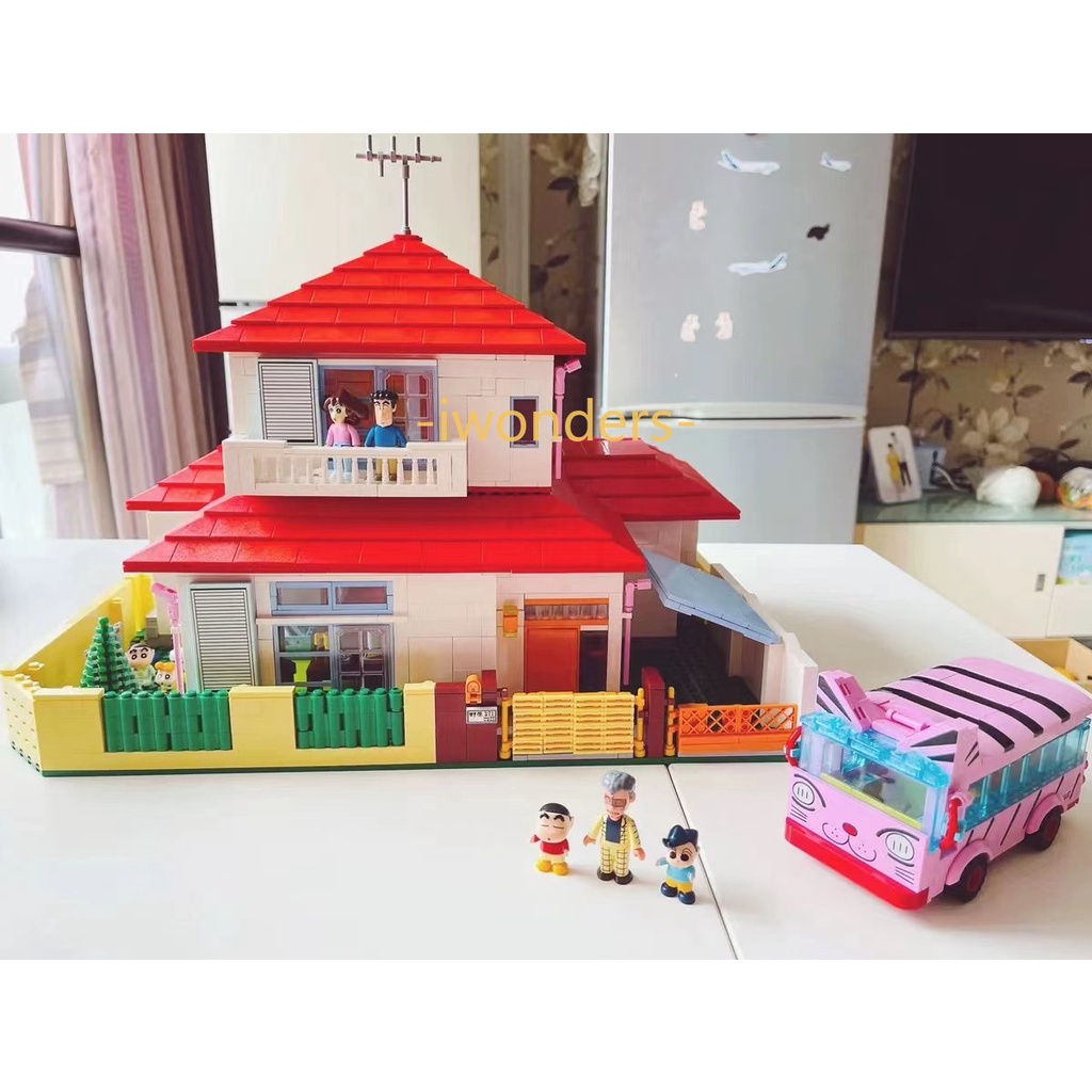 Crayon Shinchan Đi Học Khối Xây Dựng Crayon Shinchan Mua Meatutaba Mẫu Giáo Hoạt Hình Sáng Tạo Tự Làm Đồ Chơi Kids education toys