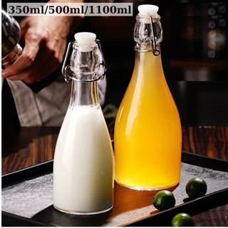 Chai thủy tinh nắp cài kín hơi dáng bầu 350ml 500ml