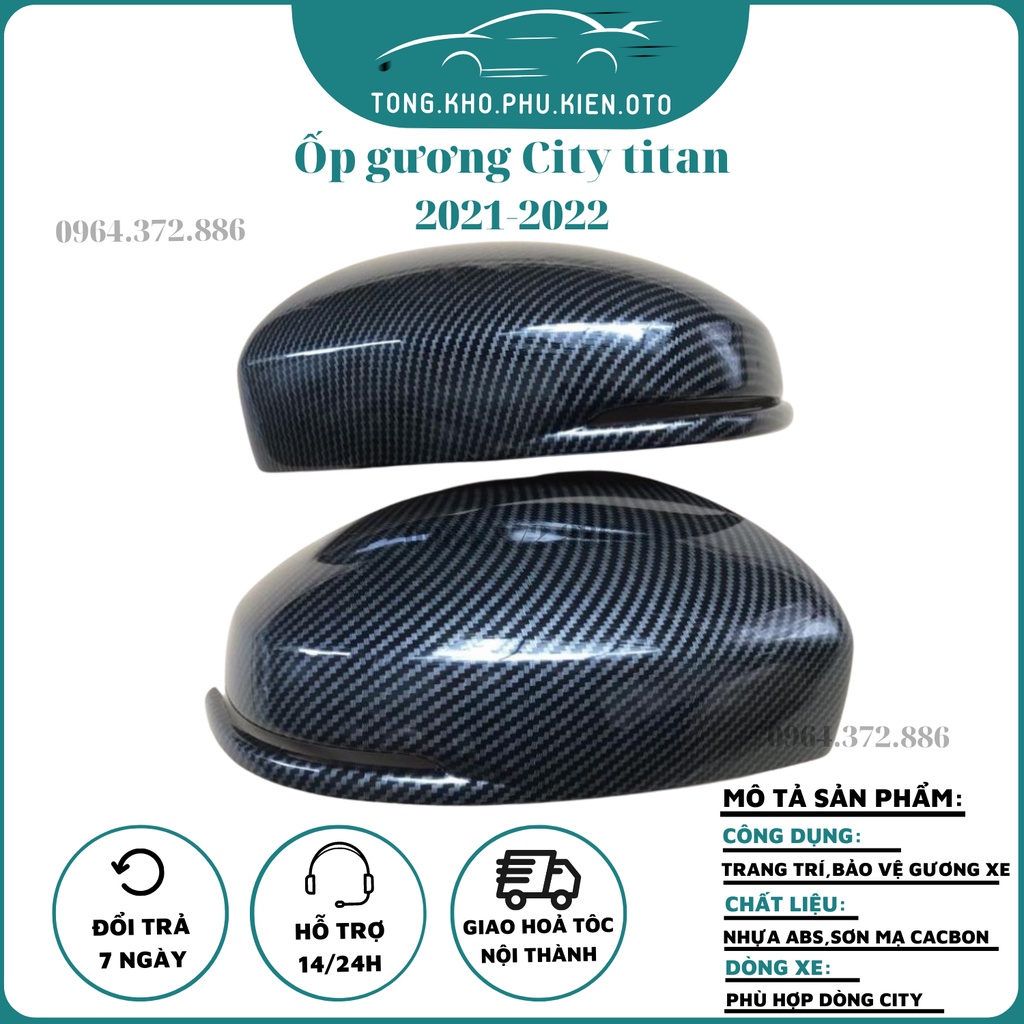 Ốp gương cacbon xe Honda City 2015-2020, 2021-2023 vân Carbon cao cấp