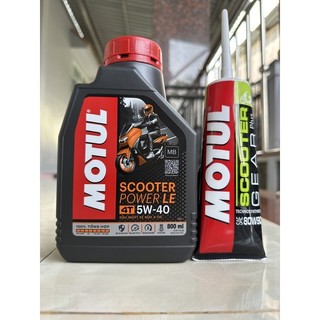 Nhớt Motul Scooter Power Le 5W40 0.8L và Nhớt Hộp Số Motul Scooter Gear Plus 80W90 120ML