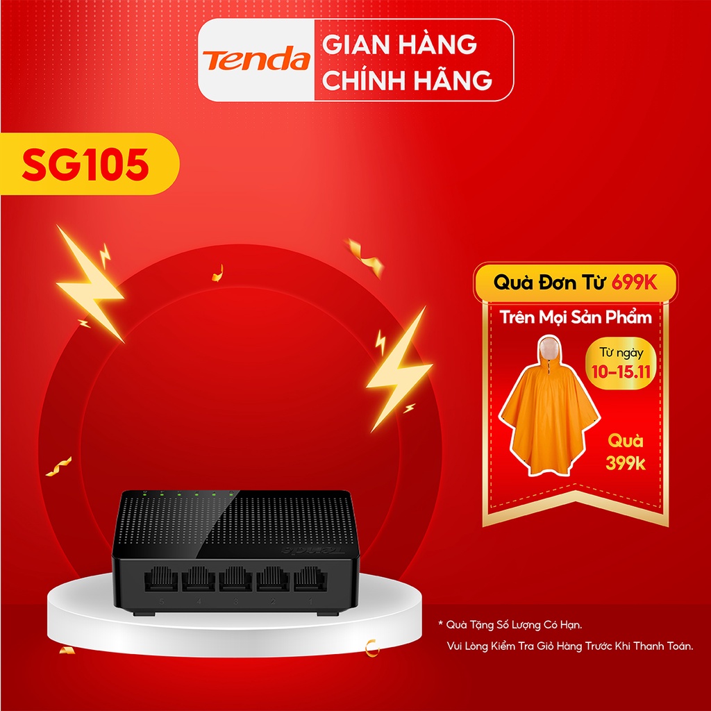 Tenda Bộ chia mạng Switch SG105 5 cổng Gigabit - Hãng phân phối chính thức
