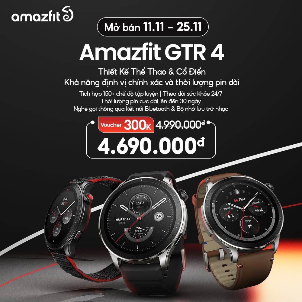 Đồng Hồ Thông Minh Cao Cấp Amazfit GTR 4 - Hàng Chính Hãng - BH 12 Tháng