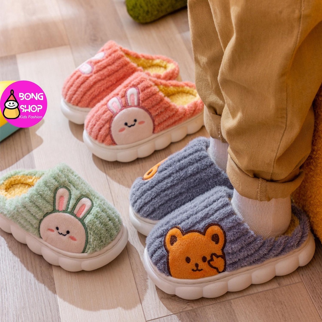 Dép Bông Đi Trong Nhà Cho Bé, Dép Bông Trẻ Em Họa Tiết Đáng Yêu