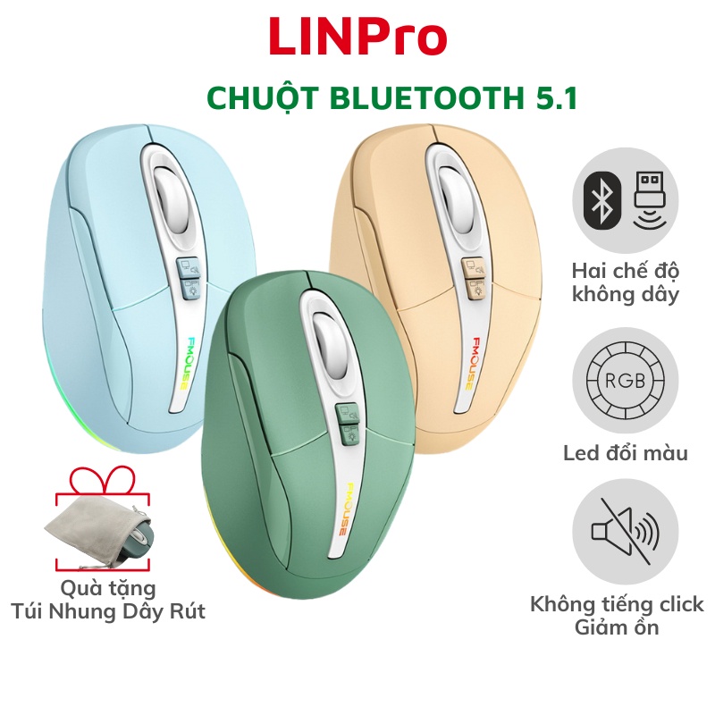 Chuột Bluetooth không dây Led FMOUSE M503 silent, Chuột Macbook pin sạc cổng Type C phù hợp với PC / Laptop – LINPRO