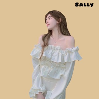 {83:S21}Áo trắng trễ vai tay bồng bánh bèo voan tiểu thư