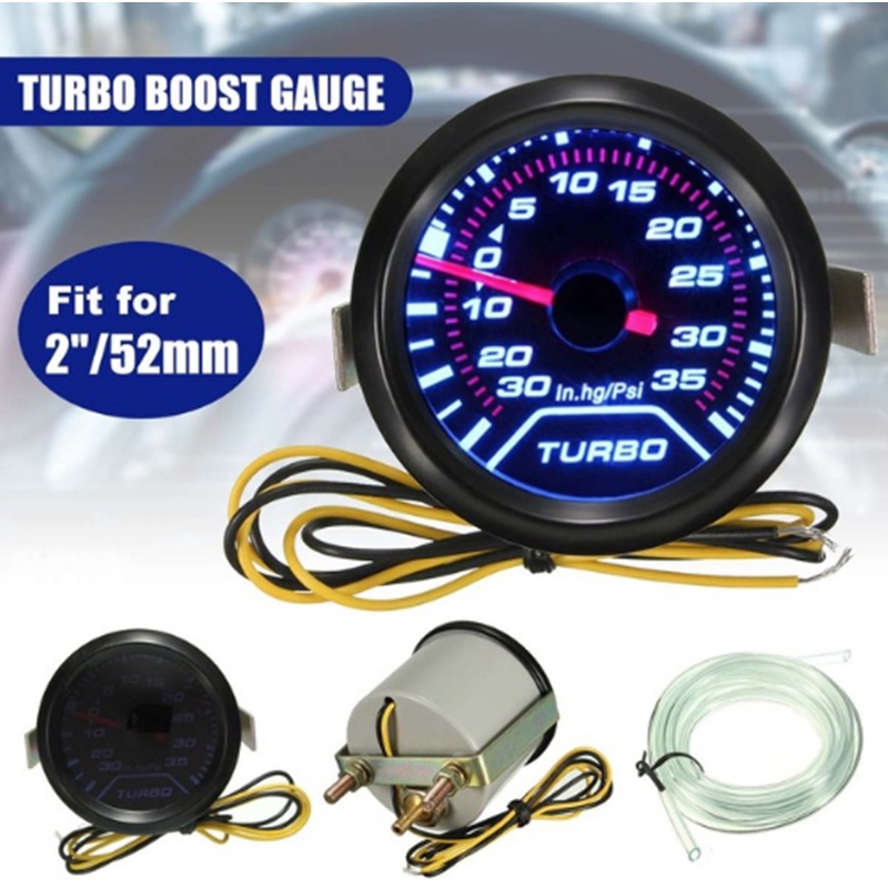 Đồng Hồ Cảm Biến Áp Suất Turbo 2 inch 52mm 12V Có Đèn LED Chuyên Dụng Cho Xe Hơi