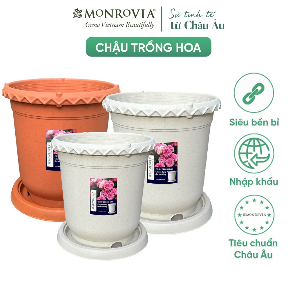 Chậu nhựa trồng cây Monrovia chuyên cho hoa hồng, cây cảnh, ban công, nhập khẩu, siêu bền bỉ