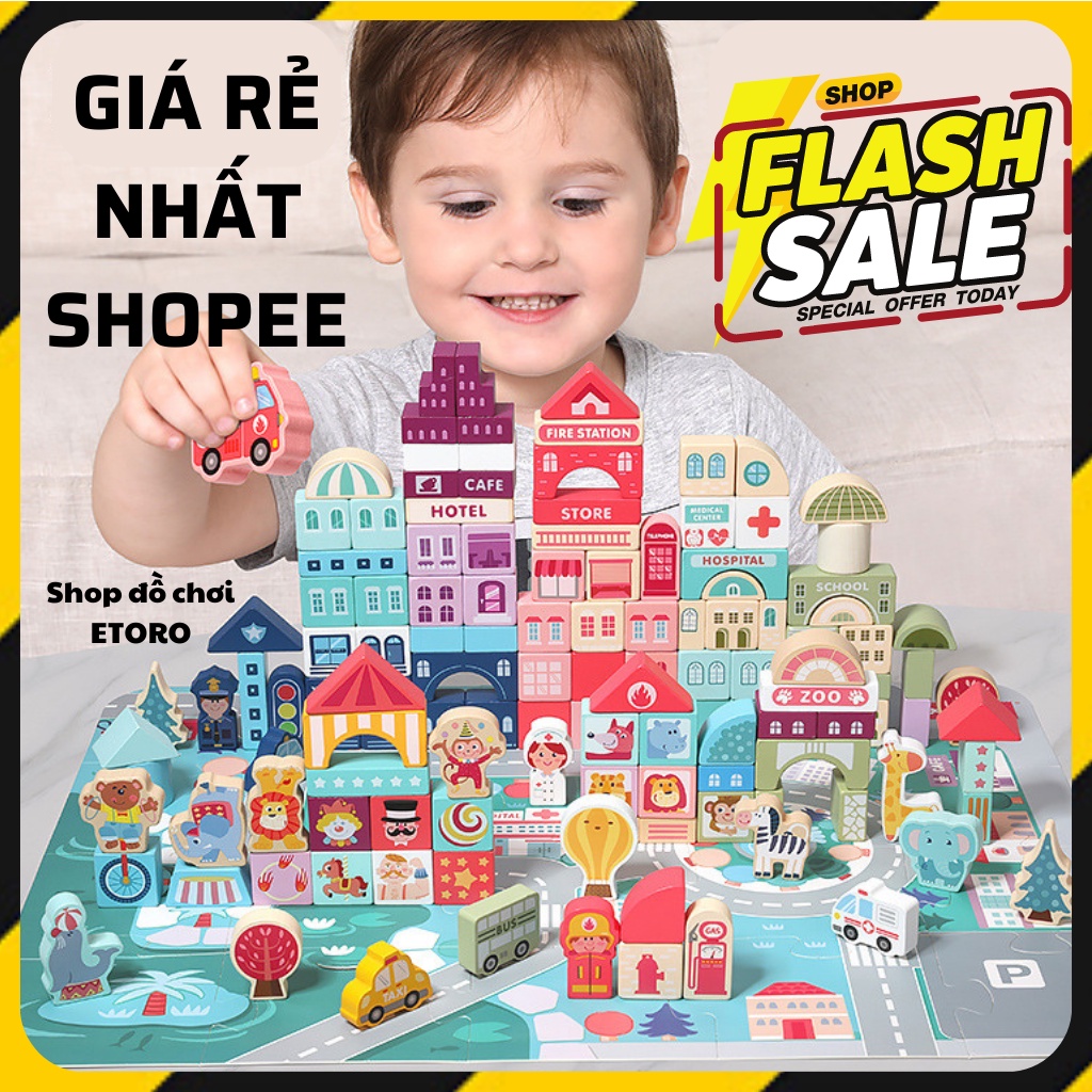 Đồ Chơi Xếp Hình Gỗ Xây Dựng Thành Phố Kèm Bảng Chữ Cái Bảng Số Và Sách Hướng Dẫn Dành Cho Trẻ Trên 1 Tuổi