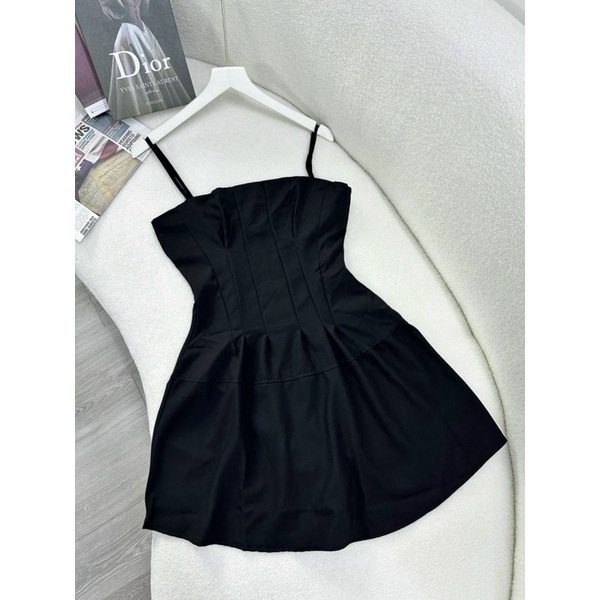 Đầm Xoè Hai Dây Xếp Li Eo Có Ảnh Thật CC004