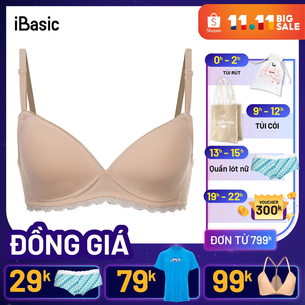 Áo ngực không gọng phối ren iBasic BRAY052