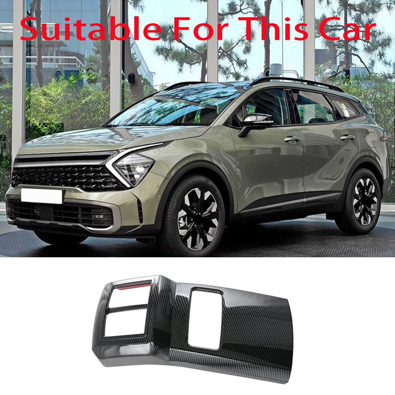 Hộp tựa tay bằng sợi carbon phía sau khung thông gió phía sau miếng dán trang trí cho kia sportage nq5 2021 2022