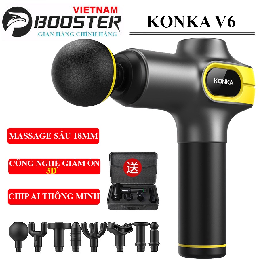 Máy massage cầm tay , giãn cơ booster KONKA V6 sử dụng 8 đầu 99 tốc độ rung, massa sâu 18mm + chip AI thông minh