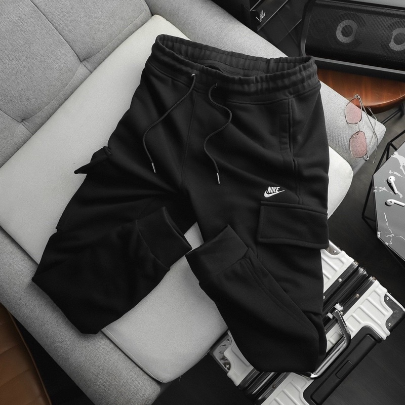 Quần nỉ jogger nk skinny fit túi hộp chất nỉ cua cotton co dãn VNXK