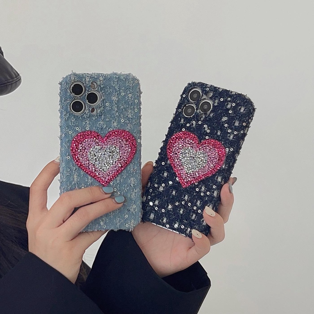 Ốp Điện Thoại Tpu Mềm Chống Rơi Họa Tiết Denim Phong Cách Retro Cho iphone 14 13 12 11 Pro MAX Plus