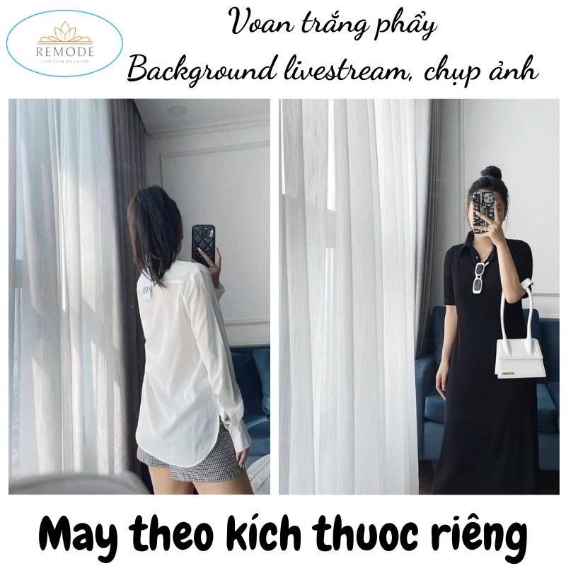 Rèm voan trắng làm phông nền background chụp ảnh studio, livestream Rèm voan spa, decor trang trí phòng siêu đẹp