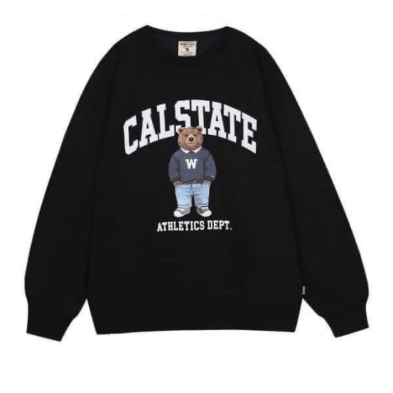 Áo sweater đôi nan nữ gấu Cal state Wh oau hành nỉ da cá cam kết dày dặn không xù lông, không bai nhão hàng FULL TAG
