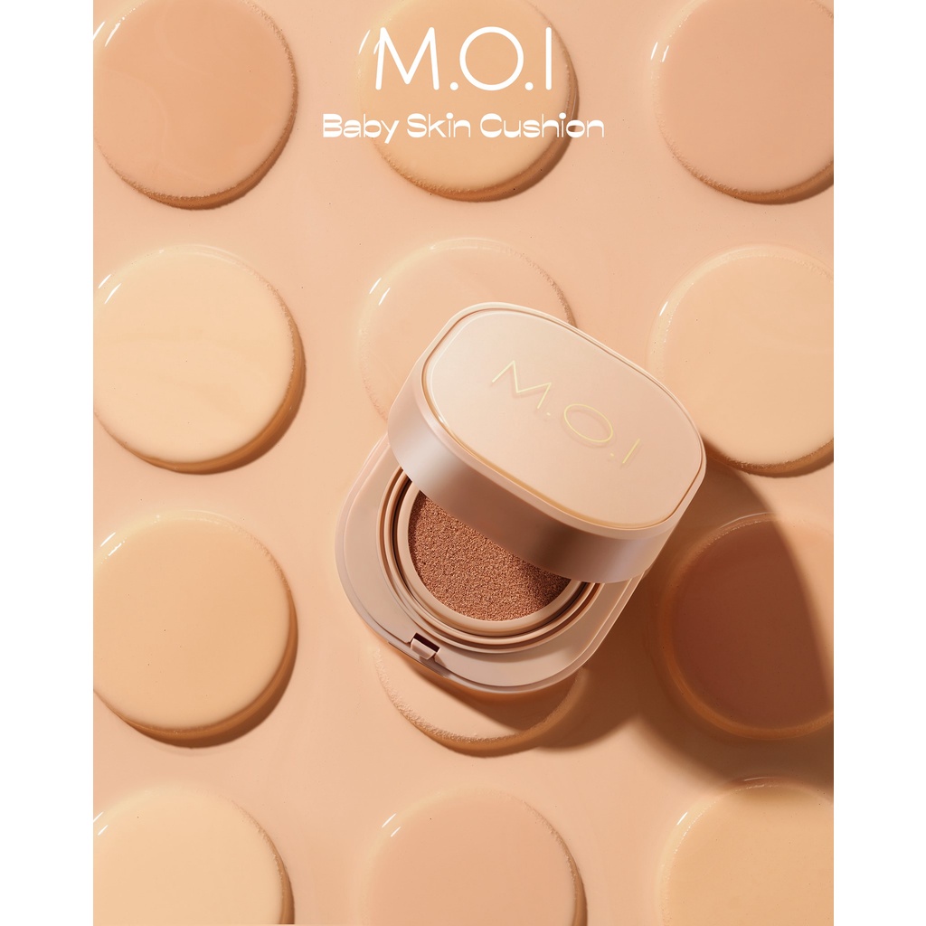 Phấn nước trang điểm, kiềm dầu, chống nắng và che phủ M.O.I 5M Baby Skin Cushion SPF50 PA +++ 10g
