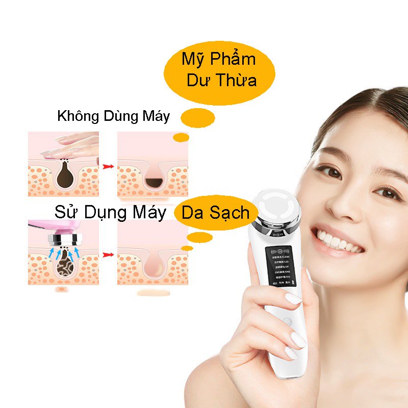 Máy đẩy tinh chất mát xa da mặt 7 trong 1 có đèn LED giúp hỗ trợ cải thiện quầng thâm mắt