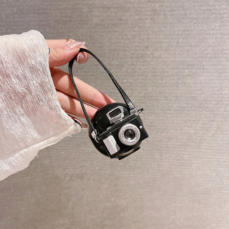 Vỏ Bảo Vệ Hộp Sạc Tai Nghe Pro 6 Mềm Hình Máy Ảnh 3D Có Đèn Và Dây Đeo