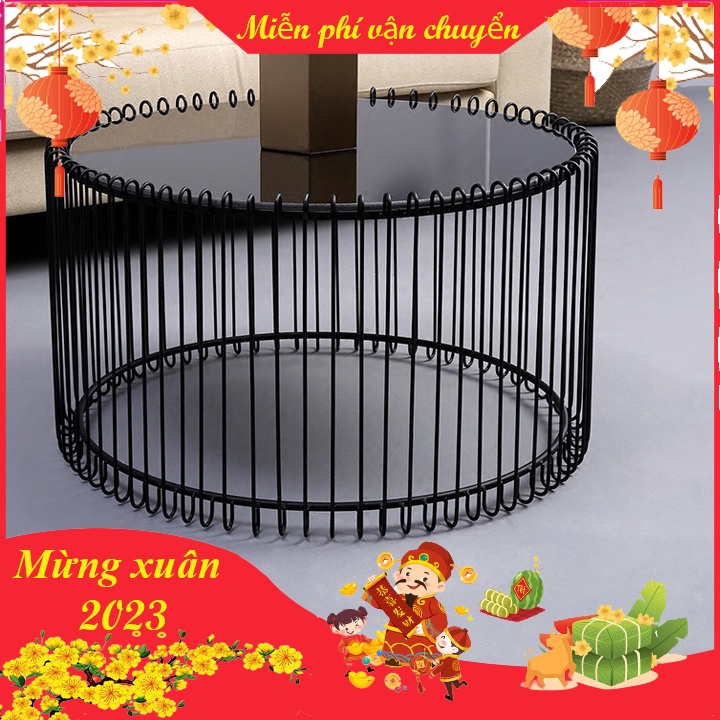 Bàn trà tròn FUNHOUSE đá cẩm thạch chân sắt phòng khách đường kính 50 cm - A11