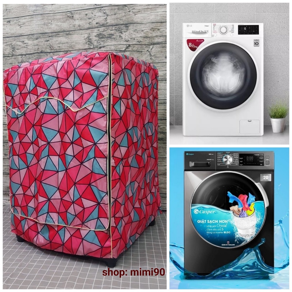 (Dành cho Dòng Aqua từ 8-15kg) Vải dù xịn không nổ vỏ Áo trùm máy giặt cửa trước - vải bao chùm chống bụi (mẫu như hình)