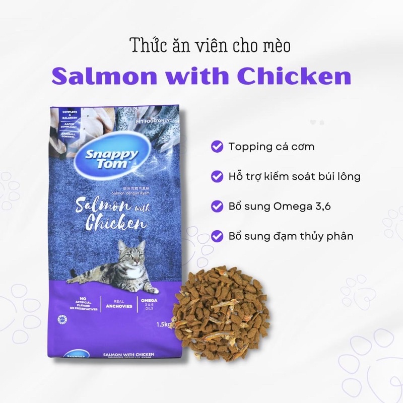 Thức ăn hạt khô cho mèo Snappy tom bịch 1.5Kg