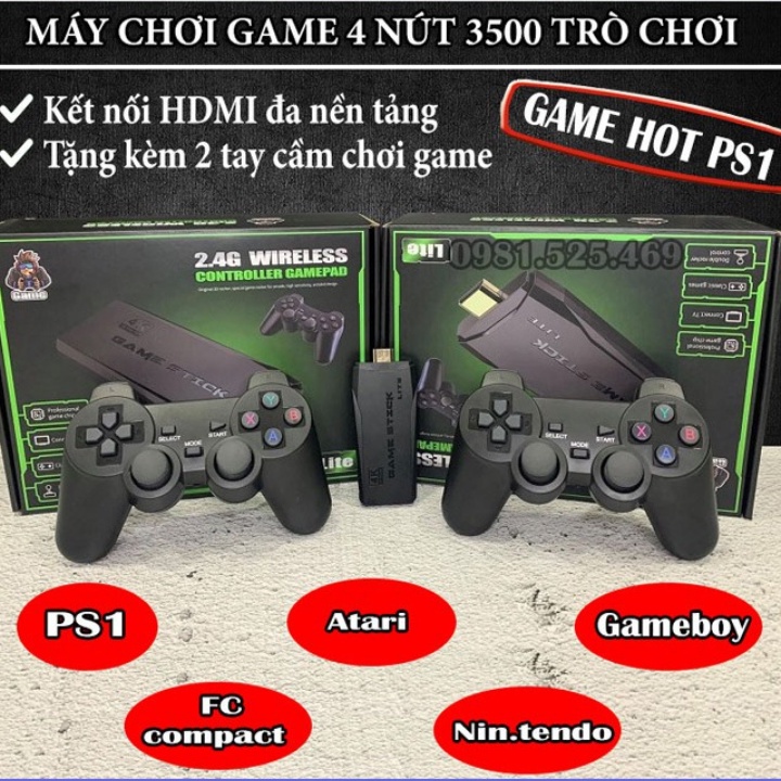 Máy chơi game Stick 4K - Máy chơi game 4 nút HDMI 3550 + 20 trò mới độc quyền, kết nối không dây game 4 ~ 6 nút, PS1/GBA