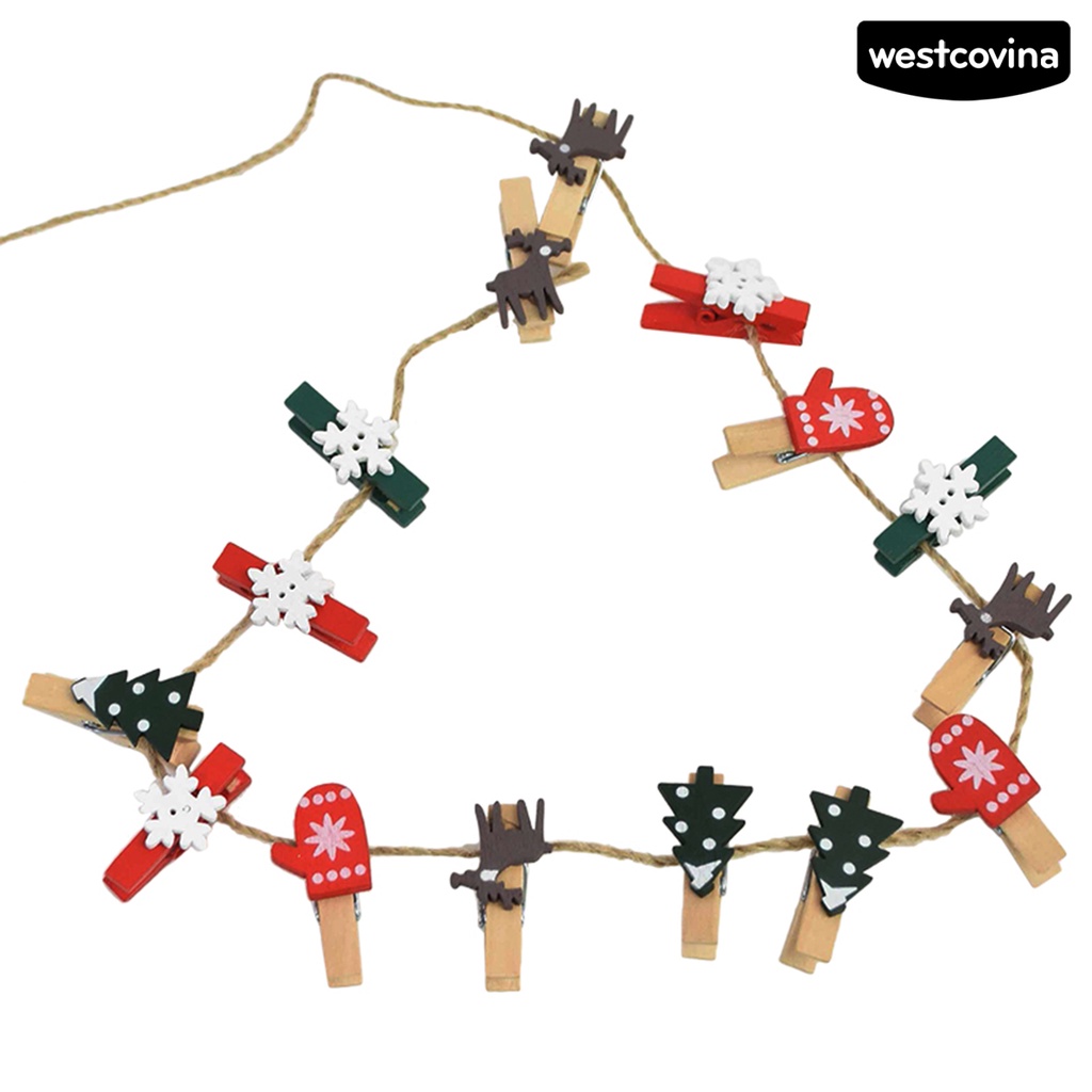 [Hot]☃Bộ 10 Kẹp Gỗ Hình Hoa Tuyết Tuần Lộc Giáng Sinh