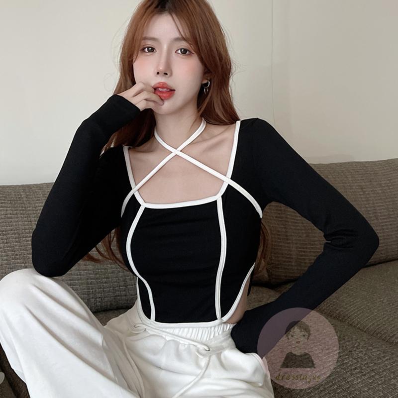 Áo Thun Dài Tay Phối Dây Cột Thời Trang Nữ Tính