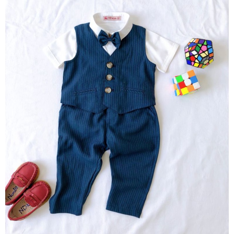 Bộ set vest dài gile yếm công tử bé trai đầy tháng thôi nôi cho bé từ 5-14 kg