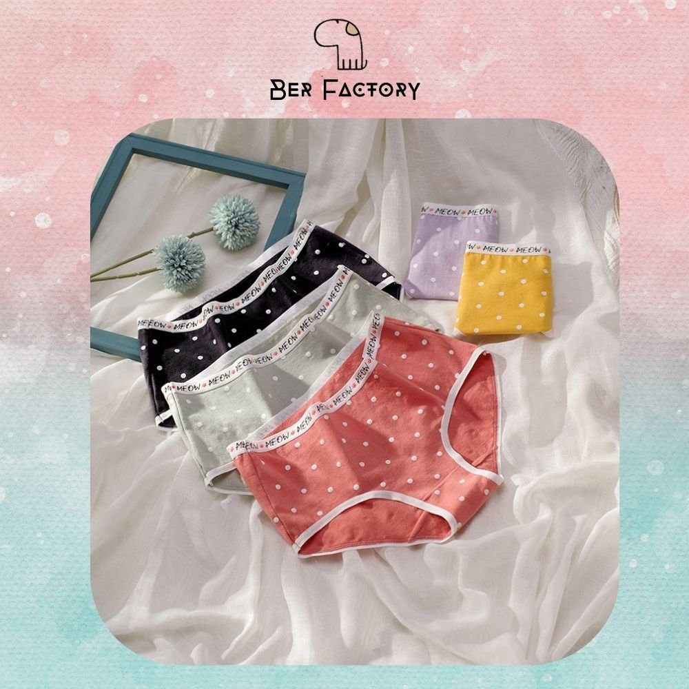 Quần lót nữ cotton kháng khuẩn xinh xắn mềm mịn chấm bi, quần chip nữ cạp meow meow
