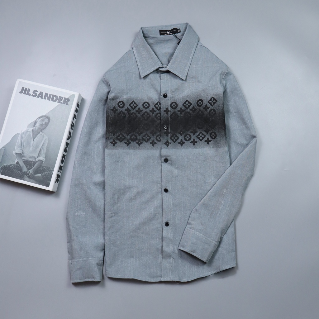 Áo sơ mi nam đũi tay dài 4 màu chất vải mềm mịn phối họa tiết mẫu mới HOT TREND-AHFASHION