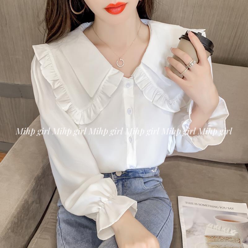 Áo Sơ Mi Chiffon Tay Dài Cổ Búp Bê