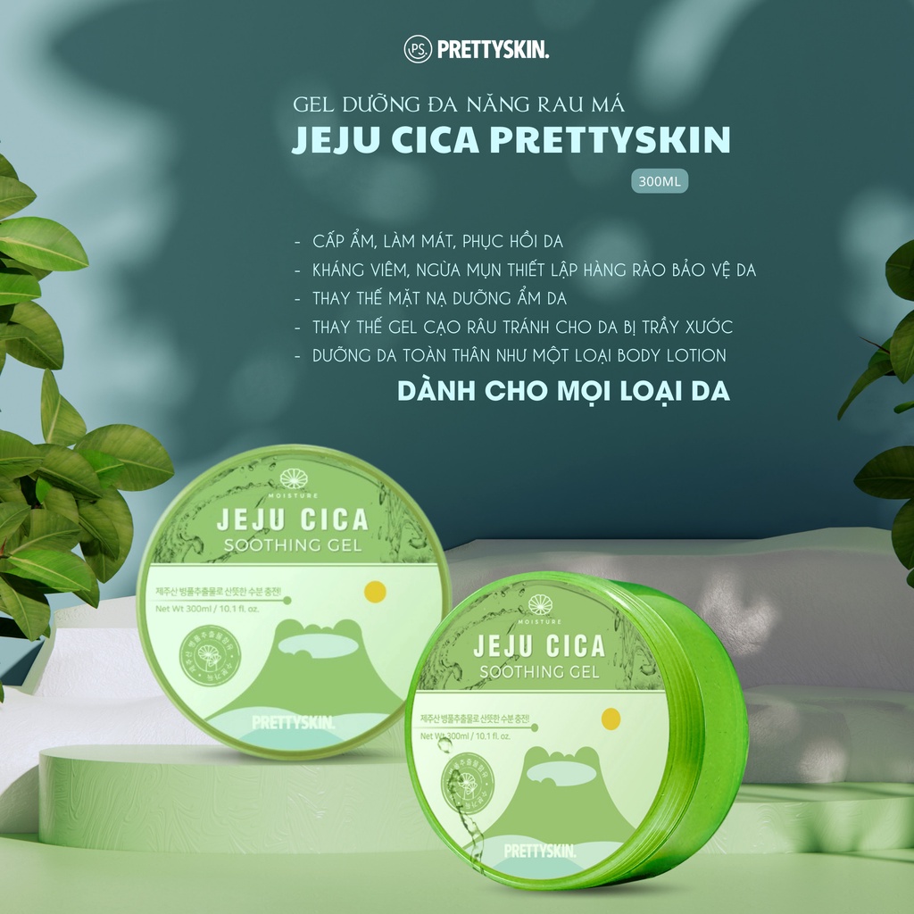 Gel Dưỡng Đa Năng Pretty Skin - PrettySkin Jeju Cica Soothing Gel 300ml