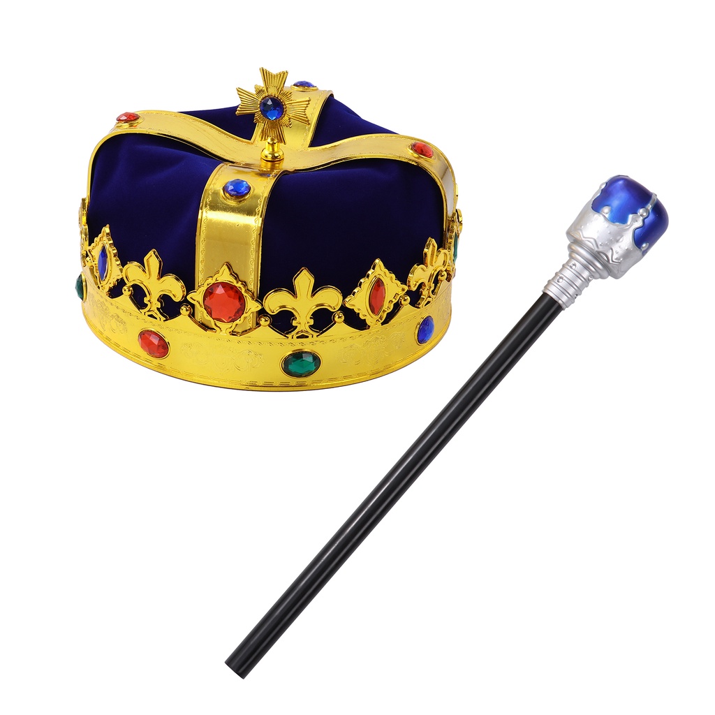 2 cái vua vương miện hoàng tử mũ scepter trang trí đạo cụ cosplay trẻ em trang phục hóa trang