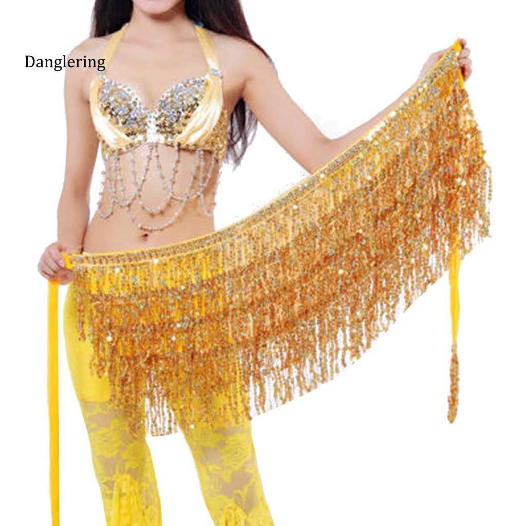 Khăn Choàng Tua Rua Đính Kim Sa Lấp Lánh Dùng Múa Bụng