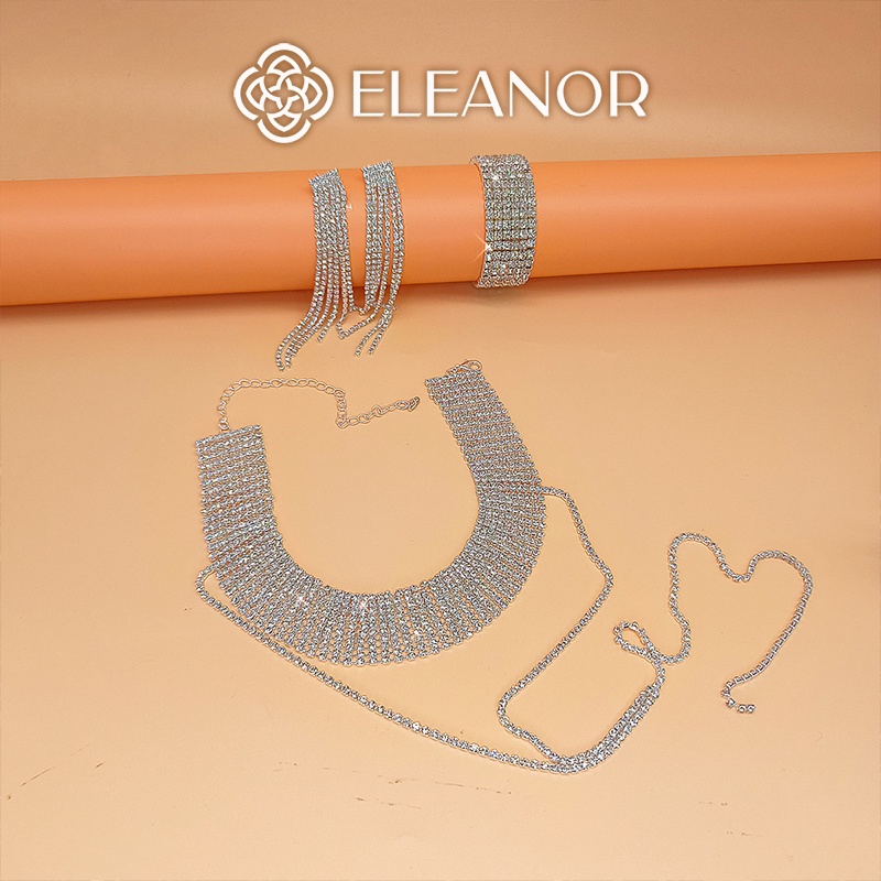 Bông tai dây chuyền vòng tay nữ dáng dài Eleanor Accessories bộ trang sức đính đá phụ kiện trang sức 5047
