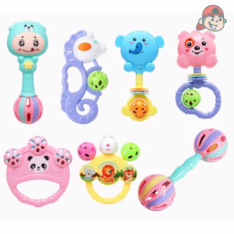 Bộ đồ chơi xúc xắc 7 món hình thú phát tiếng kêu vui nhộn kích thích vận động và giác quan của bé