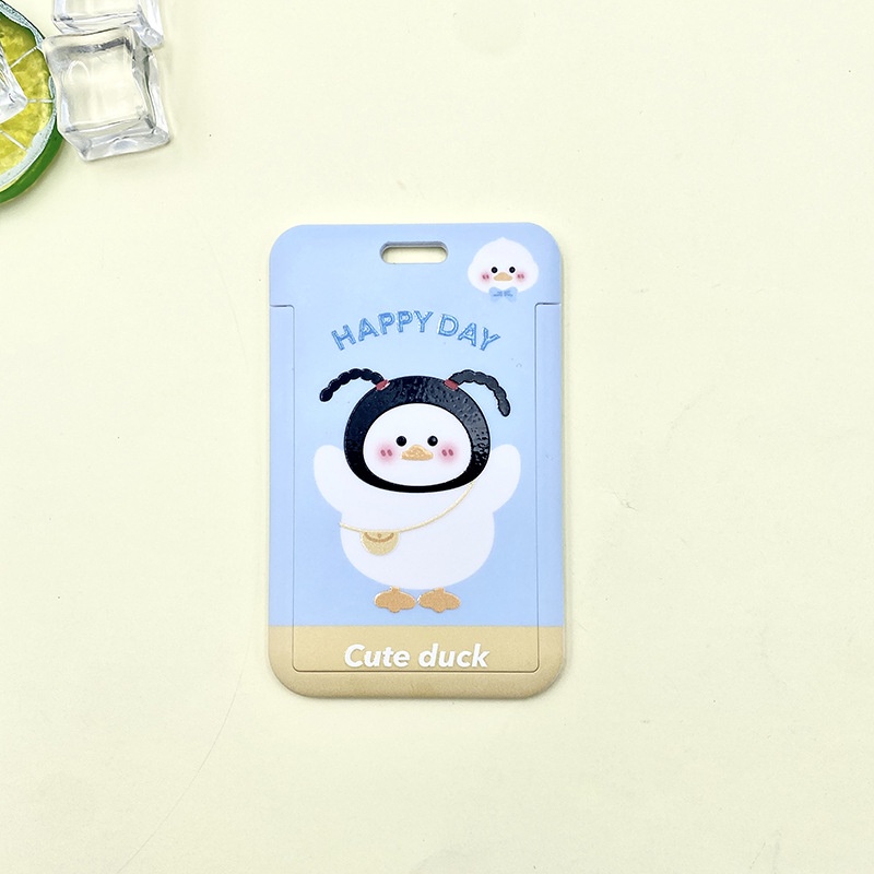 Bộ Kẹp Giữ Thẻ Hình Ngỗng Hoạt Hình Màu Trắng Có Dây Dài Dành Cho Học Sinh Nữ