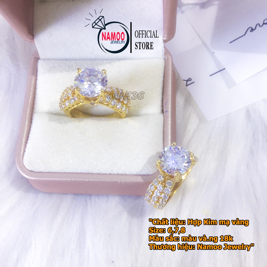 Nhẫn Nữ Đính Đá N136 Bản Đá Lớn, trang sức thời trang cực đẹp