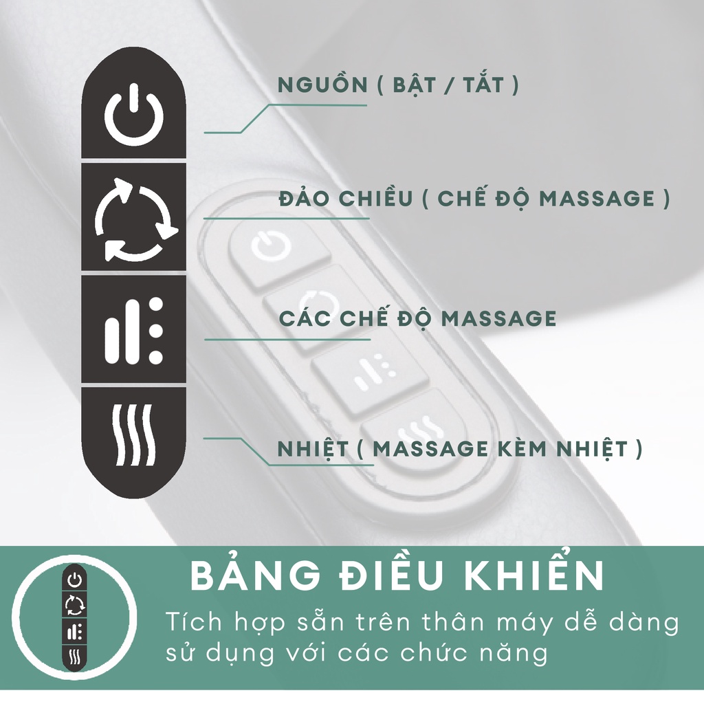 Đai massage cầm tay Homedics NMS-730 HT Beauty Shiatsu kèm nhiệt hồng ngoại, massage đa chiều với 6 bi lăn giảm đau nhức