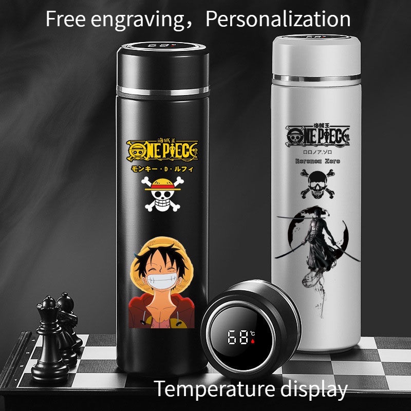 Bình Nước Giữ Nhiệt 500ml Bằng Thép Không Gỉ 304 In Hình Anime One Piece Độc Đáo