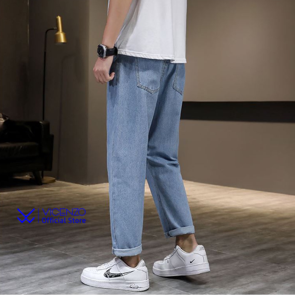 Quần Jean Baggy Nam VICENZO Ống Rộng Đen Xanh Phong Cách Unisex Trẻ Trung, Quần Baggy Bò Jeans Nam Ống Rộng Thoải Mái | BigBuy360 - bigbuy360.vn
