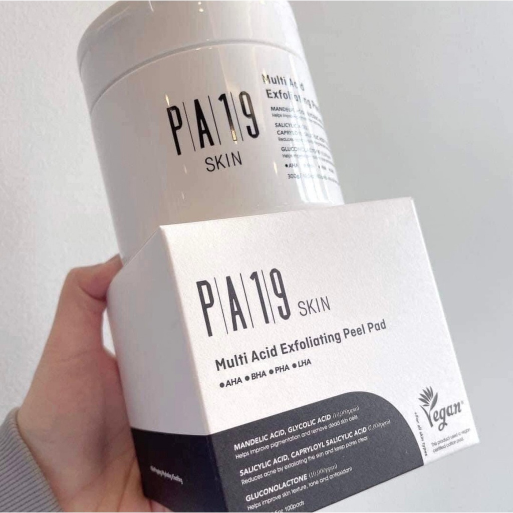 Toner Pad PA19 Skin Multi Acid Exfoliating Pell Tẩy Da Chết Dưỡng Ẩm Dịu Nhẹ 100 miếng